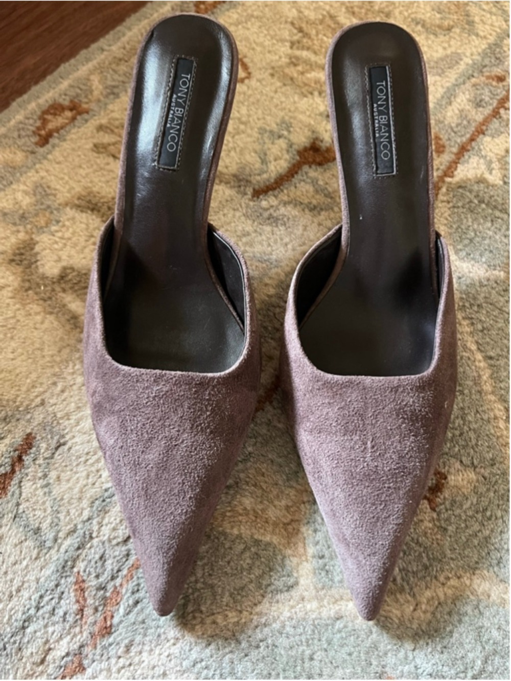 NewTony Bianco Cosmic Espresso Suede Mules Size 9 Brown - Picture 7 of 9